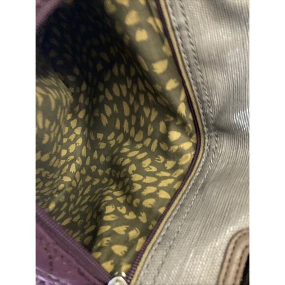 Fossil Key-Per shoulder bag Plum Purple Silver Quilted Purse - Picture 8 of 13